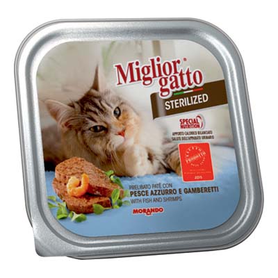 MIGLIOR GATTO STERILIZED.PATE'G100 PESCE AZZURRO/GAMBERETTI