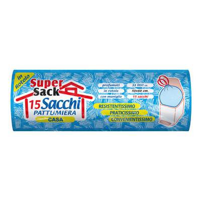 SUPERSACK SACCHI PATTUMIERA CM.50X60 33LT X15 PEZZI BLU