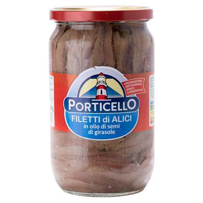 PORTICELLO FILETTI ALICI GR720OLIO GIRASOLE VASO VETRO