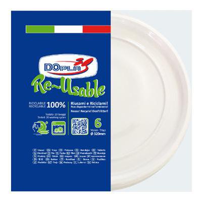 DOPLA REUSABLE PIATTO PIZZA BIANCO X6