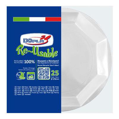 DOPLA REUSABLE PIATTO FRUTTA OTTAGONALE X25 BIANCO100% RICIC