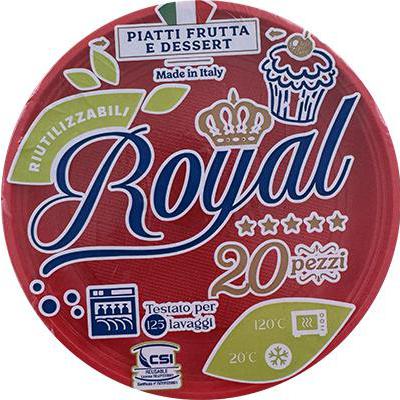 ROYAL PIATTI DESSERT 20P CM16ROSSI RIUTILIZZABILI