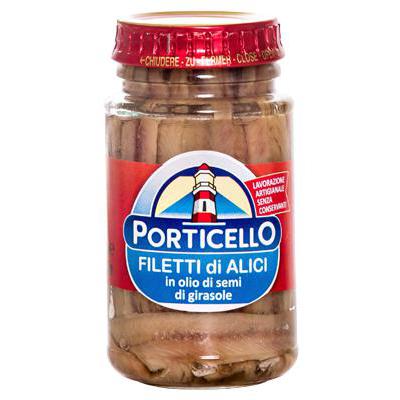 PORTICELLO FILETTI ALICI GR140OLIO GIRASOLE VASO VETRO