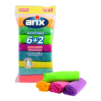 ARIX PANNO MULTIUSO MICROFIBRA6+2 PEZZI CM.17 X30