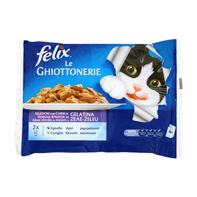 FELIX GHIOTTONERIE GATTO CONIGLIO&AGNELLO GR.85X4