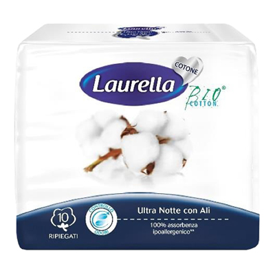 LAURELLA ULTRA NOTTE CON ALI BIO COTTON X10 PZ