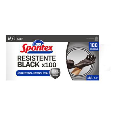 SPONTEX GUANTI RESISTENTE BLACK MEDI/GRANDI 100 PZ