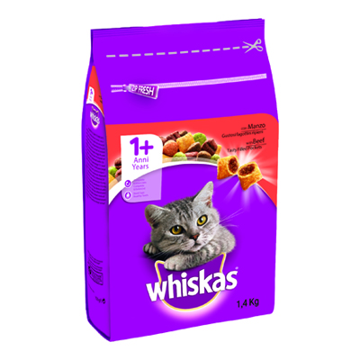 WHISKAS CROCCANTINI KG.1,4 MANZO    ADULT GATTO