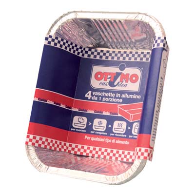 OTTIMO 4 VASCHETTE ALLUMINIO 1PORZIONE SENZA COPERCHIO