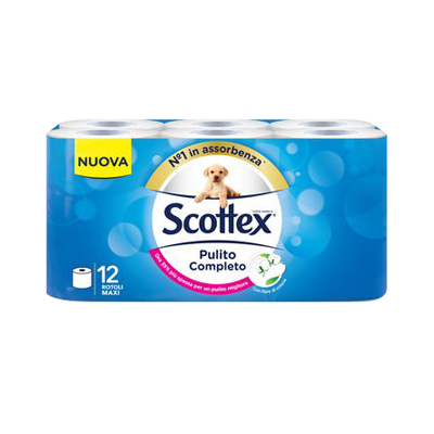 SCOTTEX CARTA IGIENICA 12 ROTOLI PULITO COMPLETO 2 VELI