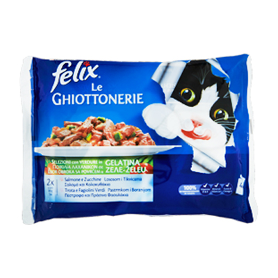 FELIX GHIOTTONERIE GR.100X4 SALMONE-ZUCCHINE/TROTA-FAGIOLINI