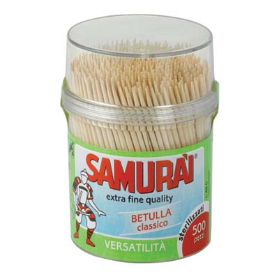 SAMURAI STUZZICADENTI X 500PZDOPPIA PUNTA BETULLA