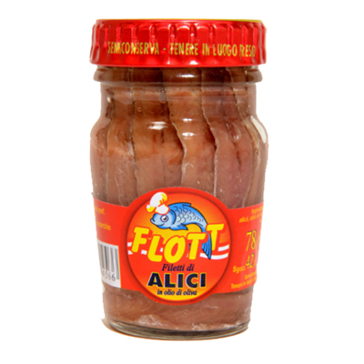 FLOTT ALICI IN OLIO OLIVA GR.78 VASO VETRO