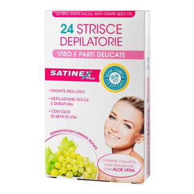 SATINEX STRISCE DEPILATORIE VISO E PARTI DELICATE X 24 PZ