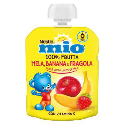 NESTLE MIO POUCH MELA/BANANA/FRAGOLA  GR.90X16