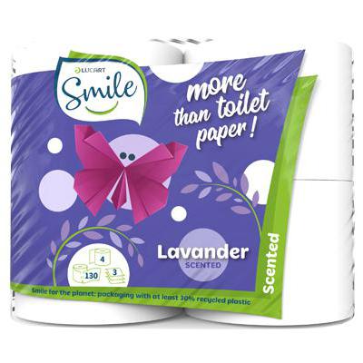 SMILE CARTA IGIENICA X4 ROTOLI-3VELI-130 STRAPPI  LAVANDA