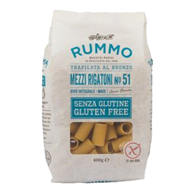 RUMMO SENZA GLUTINE MEZZI RIGATONI GR.400 N.51    TRAFILATA