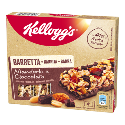 KELLOGG'S BARRETTE MANDORLE/CIOCCOLATO GR.32 X 4