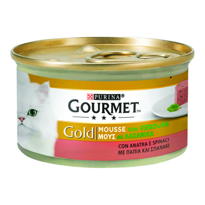 GOURMET GOLD MOUSSE CON ANATRAE SPINACI GR.85