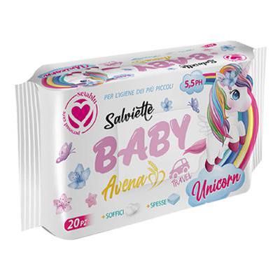 SETABLU SALVIETTINE BABY TRAVEL AVENA UNICORNO X20