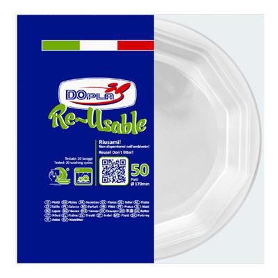 DOPLA REUSABLE P.FRUTTA D170 OTTAGONALI X50 BIANCO