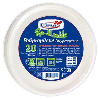 DOPLA REUSABLE PIATTI PIANI D220 BIANCO X20