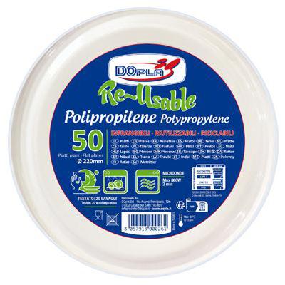 DOPLA REUSABLE PIATTI PIANI D220 BIANCO X50