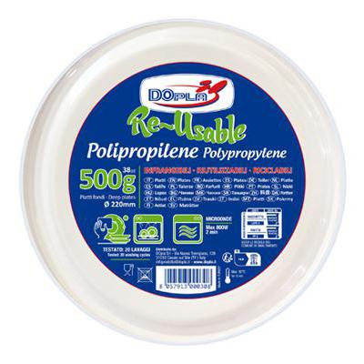 DOPLA REUSABLE PIATTI FONDI D220 BIANCO 500GR