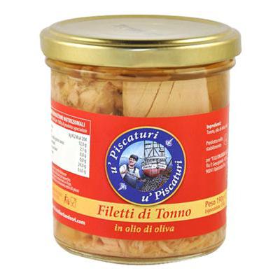 U'PISCATURI FILETTI DI TONNO IN OLIO D'OLIVA GR.  190 IN VAS