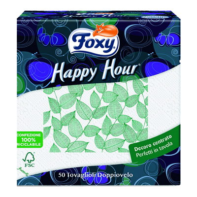 FOXY HAPPY HOUR TOVAGL.DOPPIOVELO 50 PZ.DECORATO 100% RICIC